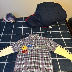 Cropped long sleeve button up